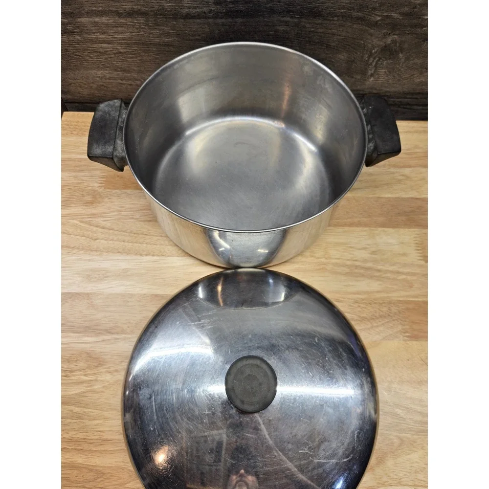 Revere Ware 4 1/2 Qt Copper Clad Bottom Stainless Steel Stock Pot with Lid USA